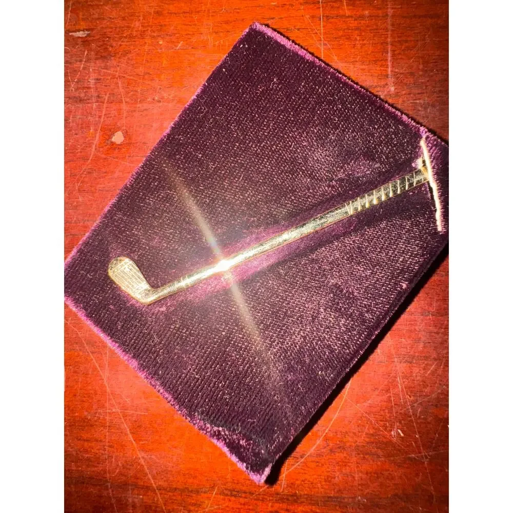 Vintage Hadley Money Clip or Tie Bar Yellow Gold Tone Made USA Golf Club